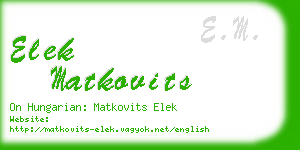 elek matkovits business card